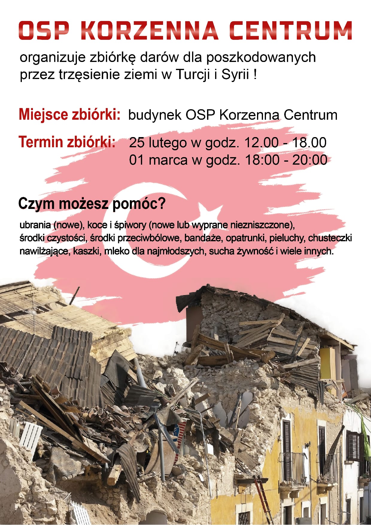 Zbiórki dla ofiar trzęsienia ziemi